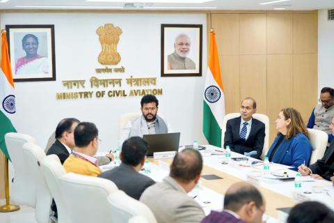 Hon'ble Minister of Civil Aviation Sh. Ram Mohan Naidu undertook a detailed review of India’s support to ICAO’s ‘No Country Left Behind initiative’ and enhancing India’s engagement in global aviation forums and wider aviation ecosystem.